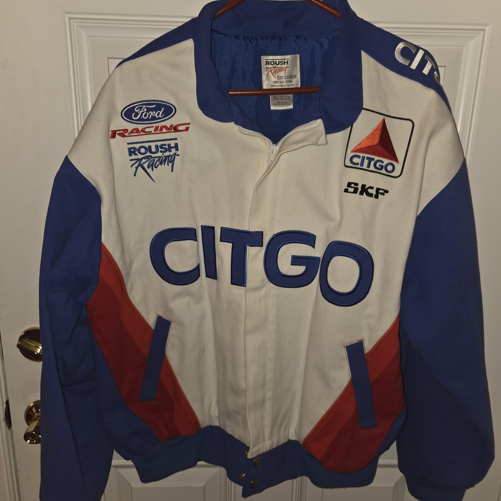 Vintage Citgo Racing Jacket in Blue and White - Jeff Burton Driver - Large - New